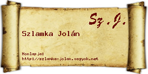 Szlamka Jolán névjegykártya