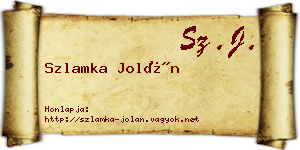 Szlamka Jolán névjegykártya